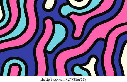 Abstract Background with Playful Pink, Blue, and White Stripes