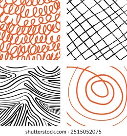 Fundo abstrato com pontos polka divertidos e desenhos geométricos à mão