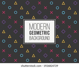 Abstract background playstation symbol of  game joystick cross, triangle, square, circle design game console with frame. Template background geometric symbols play station icons. Vector illustration.