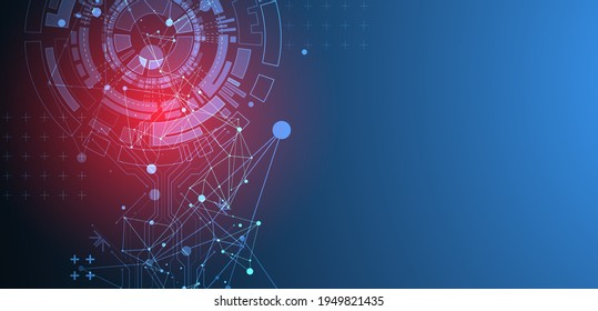 Abstract background with plexus effect. Scientific and technological concept with the use of technical elements formed in the shape of a circle. 
Vector illustration.