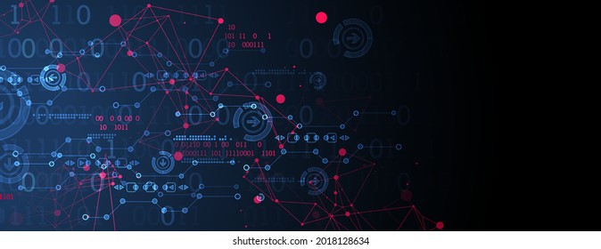 Abstract background with plexus effect. Scientific and technological concept with the use of technical elements.