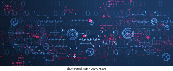 Abstract background with plexus effect. Scientific and technological concept with the use of technical elements.