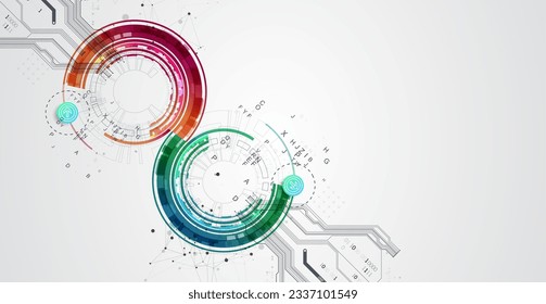 Abstract background with plexus effect. Scientific and technological concept with the use of technical elements formed in the shape of a circle.