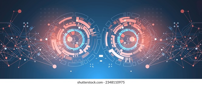 Abstract background with plexus effect. Scientific and technological concept with the use of technical elements formed in the shape of a circle. 
Vector illustration.