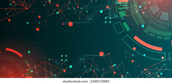 Abstract background with plexus effect. Scientific and technological concept with the use of technical elements formed in the shape of a circle. 
Vector illustration.