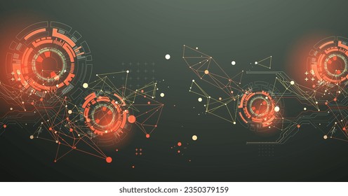 Abstract background with plexus effect. Scientific and technological concept with the use of technical elements formed in the shape of a circle. 
Vector illustration.