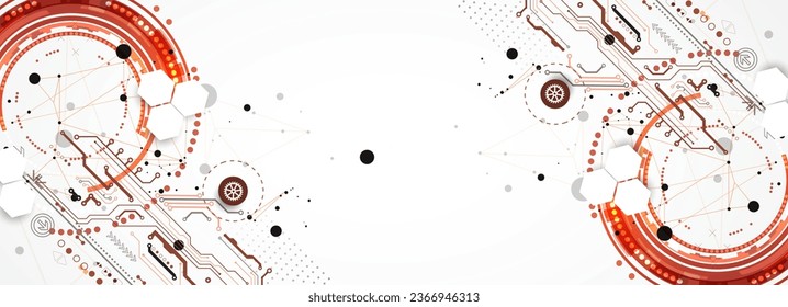 Abstract background with plexus effect. Scientific and technological concept with the use of technical elements formed in the shape of a circle. Vector