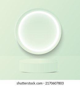 Abstract Background with podium and neon. blue pastel 3d Stage for display product. vector Illustration