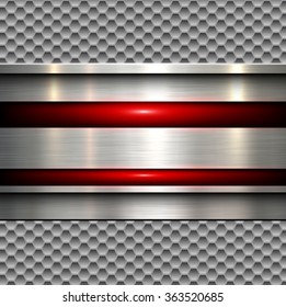 Abstract background, polished metal texture over seamless hexagons pattern, vector illustration.