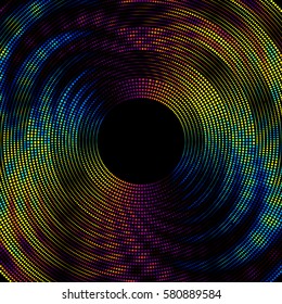 Abstract Background. Polka dot image on a black background.
