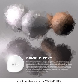 Abstract background of polygonal glass balls with space for text