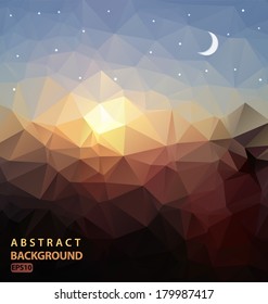 Abstract background polygonal. Night, moon, the constellation. Vector EPS 10 illustration.