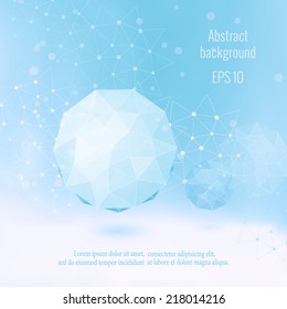 abstract background with polygonal snowballs. Vector illustration for design. 