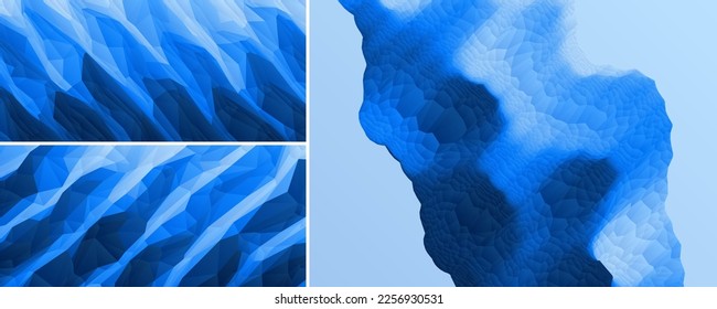 Abstract background with polygonal structure. Water surface. Wavy grid background. Mosaic. Creased texture. 3D vector illustration for brochure, poster, presentation, flyer or banner.