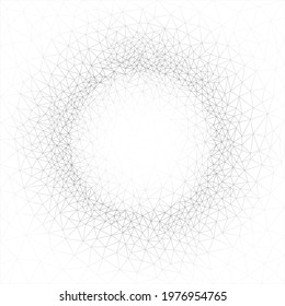Abstract background in polygonal style. A round white area for your text. Linear structure of triangles and lines. An element for your design of brochures, presentations, banners. Vector illustration