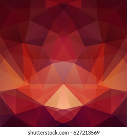 Abstract background with polygonal triangles. Red, brown colors. 