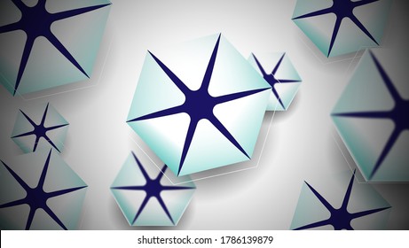 Abstract background, polygons, white and blue colors