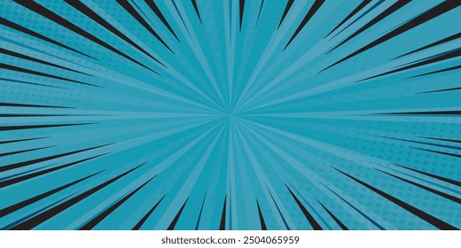 Abstract Background Pop Art Comic Scattered light rays Zoom with halftone square, Comic background. Pop art texture. Starburst cartoon style. Anime design with explosion effect for print. 