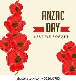 Abstract background with poppies and text Lest we forget.
