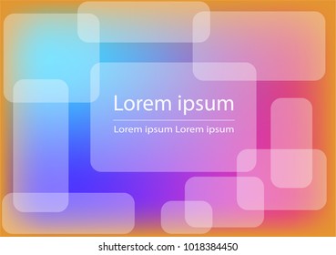 Abstract background for postcard with transparent square and colorful background