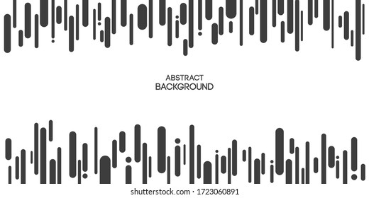 Fondo abstracto, afiche, pancarta de líneas verticales caóticas, rayas redondeadas. Composición geométrica. Aplicable a cubiertas, carteles, carteles, diseños de banners. Ilustración vectorial monocroma.