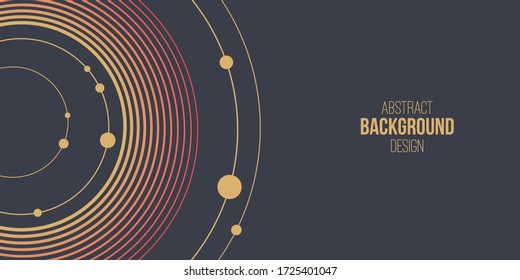 Abstract background, poster, banner. Composition of smooth rounded lines and dots. Abstract solar system. Trendy design. Vector color illustration in flat style.