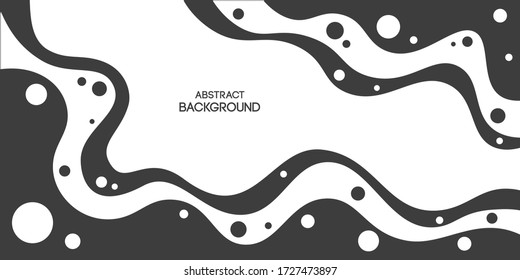 Resumen de fondo, afiche, cartel. Composición de formas amorfas, formas líquidas, círculos o burbujas. Ilustración monocroma vectorial.