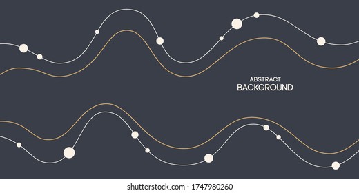 Abstract background, poster, banner. Composition of amorphous forms, dynamic waves, lines and dots. Vector color illustration in flat style.