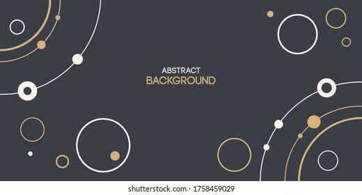 Abstract background, poster, banner. Composition of smooth rounded lines, circles and dots. Trendy design. Vector color illustration in flat style.