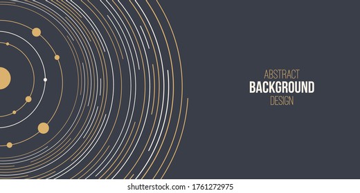 Abstract background, poster, banner. Composition of smooth rounded lines and dots. Abstract solar system. Trendy design. Vector color illustration in flat style.