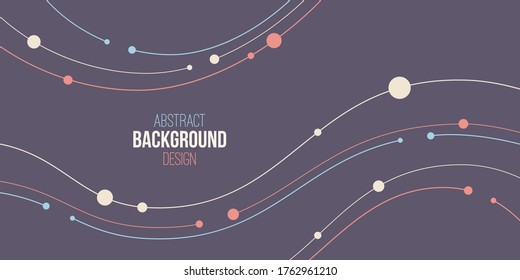 Resumen de fondo, afiche, cartel. Composición de líneas suaves y puntos. Ilustración de color vectorial en estilo plano.