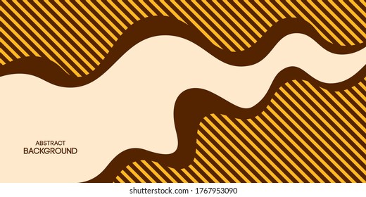 Abstract background, poster, banner. Composition of smooth dynamic waves, lines, striped liquid shapes. Trendy design. Vector color illustration in flat style.