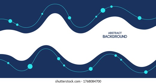 Abstrakter Hintergrund, Poster, Banner. Zusammensetzung amorpher Formen, dynamischer Wellen, Linien und Punkte. Vektorfarbige Illustration im Flachstil.