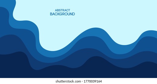 Abstract background, poster, banner. Composition of amorphous forms, liquid shapes. Sea, ocean, waves. Vector color illustration in flat style.