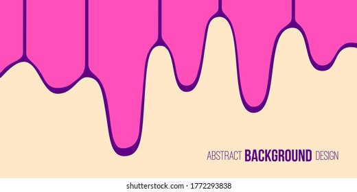 Abstract background, poster, banner. Composition of smooth dynamic waves. Streaks of color paint drop run down the wall. Trendy design. Vector color illustration in flat style.