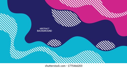 Resumen de fondo, afiche, cartel. Composición de ondas dinámicas lisas, líneas, formas rayadas. Diseño de moda. Ilustración de color del vector.
