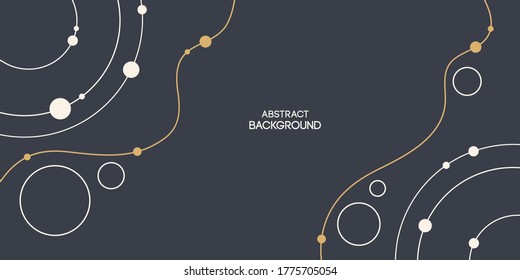 Abstract background, poster, banner. Composition of smooth lines, circles and dots. Vector color illustration in flat style.