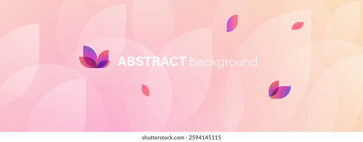 Abstract background or poster with circles and minimalist design elements. Pastel spring gradient. Vector banner  template.
