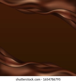 Abstrakter Hintergrund für Poster, Cover oder Banner. Dunkle Schokoladenwellen, fließende Wirbel. Vektorillustration