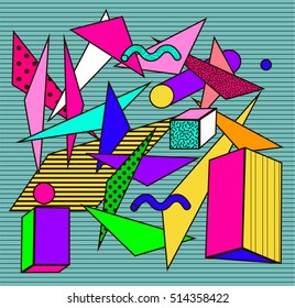 Abstract background for a poster, cover, magazine, leaflet, billboard, business card or postcard. Element of design. Geometric pattern in memphis 80s style