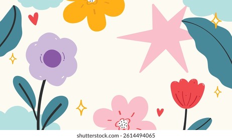 Abstract background poster of spring or summer flowers.
