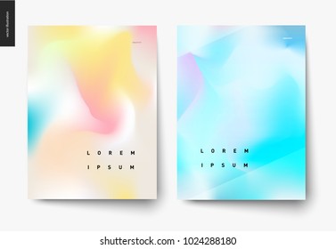 Abstract background posters set - wavy liquid shapes for branding style, covers and backdrops