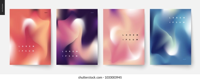 Abstract background posters set - wavy liquid shapes for branding style, covers and backdrops