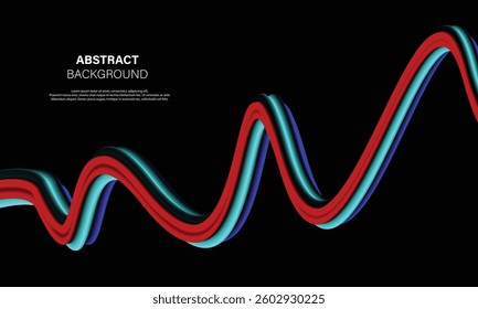 Abstract background premium design 3d fluid colorful red blue on black vector design.