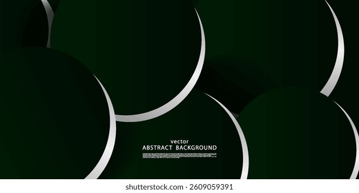 Abstract background Premium green circle with silver lines isolated on dark background. Premium Vector. Eps10