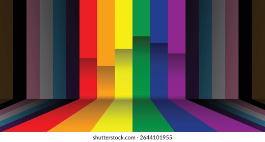 Resumo da faixa de celebração do mês do Orgulho, June LGBTQ. Modelo para cartaz, cartão de saudação, banner, fundo, papel de parede, padrão, gráfico e impressão.