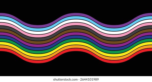 Resumo da faixa de celebração do mês do Orgulho, June LGBTQ. Modelo para cartaz, cartão de saudação, banner, fundo, papel de parede, padrão, gráfico e impressão.