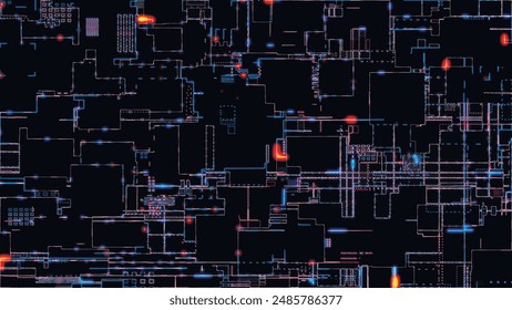 Abstract background of printed circuit board. Computer parts, microcircuits on electronic board. Futuristic data processing on electronic board. Microelectronic technology concepts. Vector illustratio