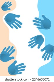 Fondo abstracto, huellas de las palmas de los niños. Ilustración del vector