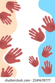 Abstract background, prints of children's palms. Vector illustration